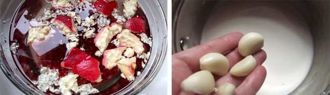 Granatapfelschalen und Knoblauch zur Entfernung von Parasiten
